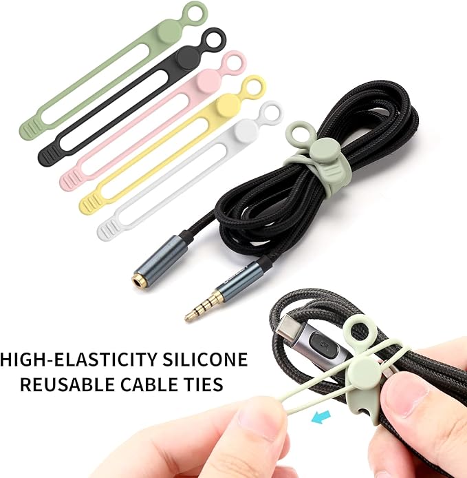 UMUST Silicone Cable Ties, Reusable Cable Management Organizer, Cable Straps