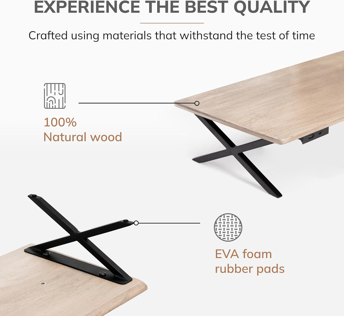 Anji Mountain Monitor Stand - Desktop Organizer & Laptop Riser, Ergonomic Monitor Riser, Space-Saving Monitor Stand for Desk, Durable Construction, Easy Assembly, Ideal for Home & Office,Biscotti