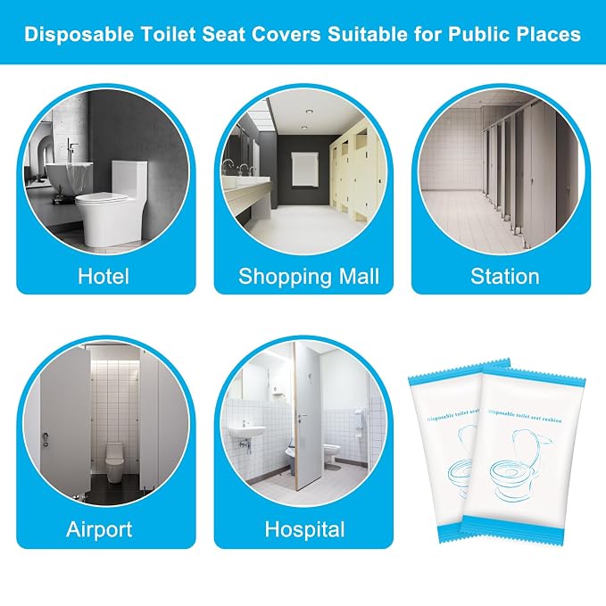 20 Pack Disposable Toilet Seat Cover Waterproof Non-Woven Fabric, Disposable
