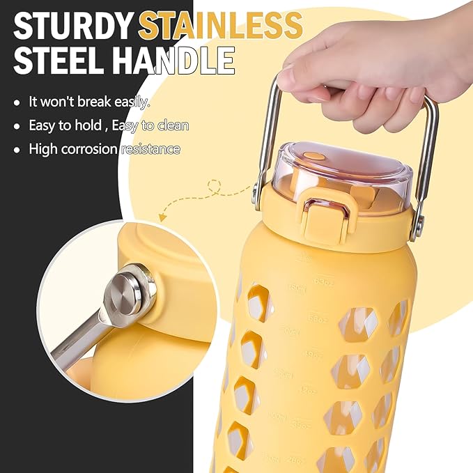 MUKOKO 64oz Glass Water Bottles