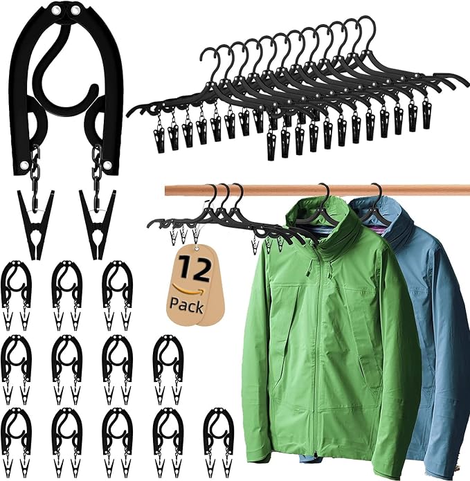 12pcs Black Travel Hangers
