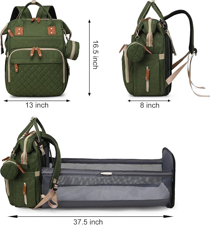 Diaper Bag with Changing Station, Waterproof 3 in 1 Baby Diaper Backpack with