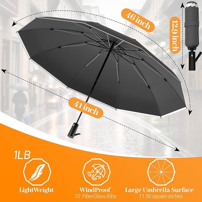 Travel Umbrella Superior, Beautiful & Compact, Large Strong but Light Portable