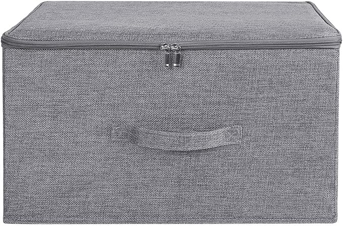 ANMINY 3PCS Storage Bins with Zipper Lids 51.9 Qt Lidded Fabric Storage Boxes