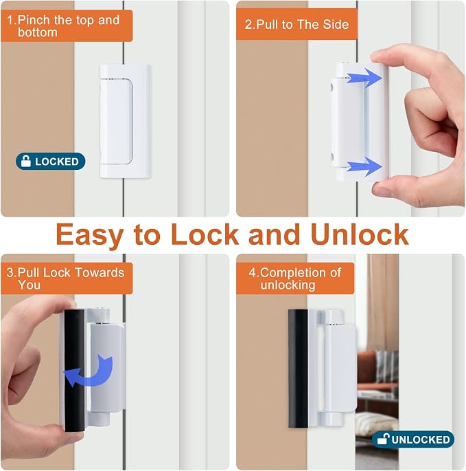 2 Pack Home Security Door Lock, Childproof Door Reinforcement Lock,