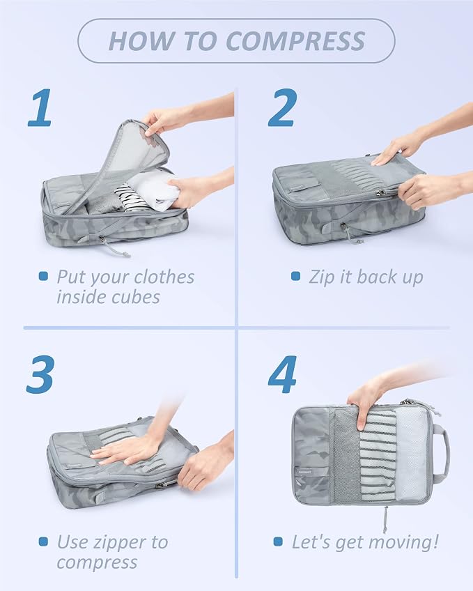 BAGSMART 6 Set /4 Set/2 Set Compression Packing Cubes