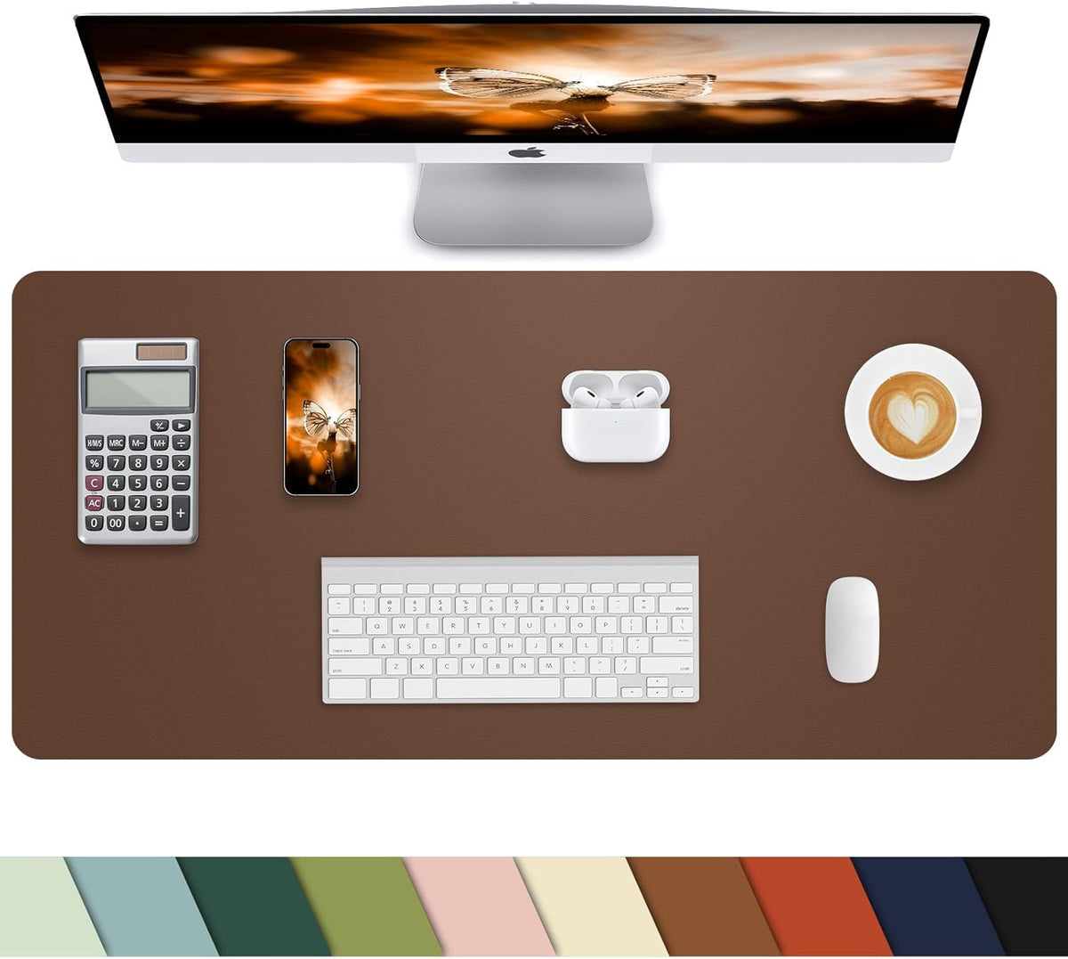Small Desk Mat,Leather Desk mat,Desk Mouse pad,Office Desk mat,Laptop Mat for Desk, Non-Slip PU Leather Desk Blotter,Waterproof Desk Writing Pad for Office/Home(23.6"x13.8",Brwon)