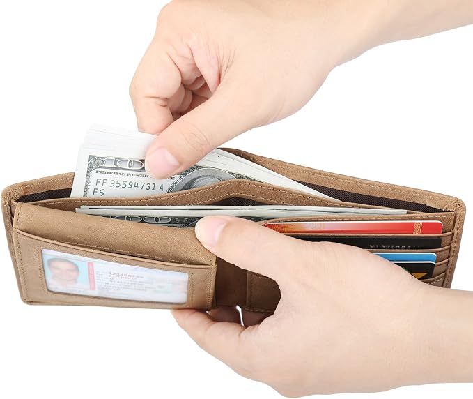 Wallet for Men-Genuine Leather RFID Blocking Bifold Stylish Wallet