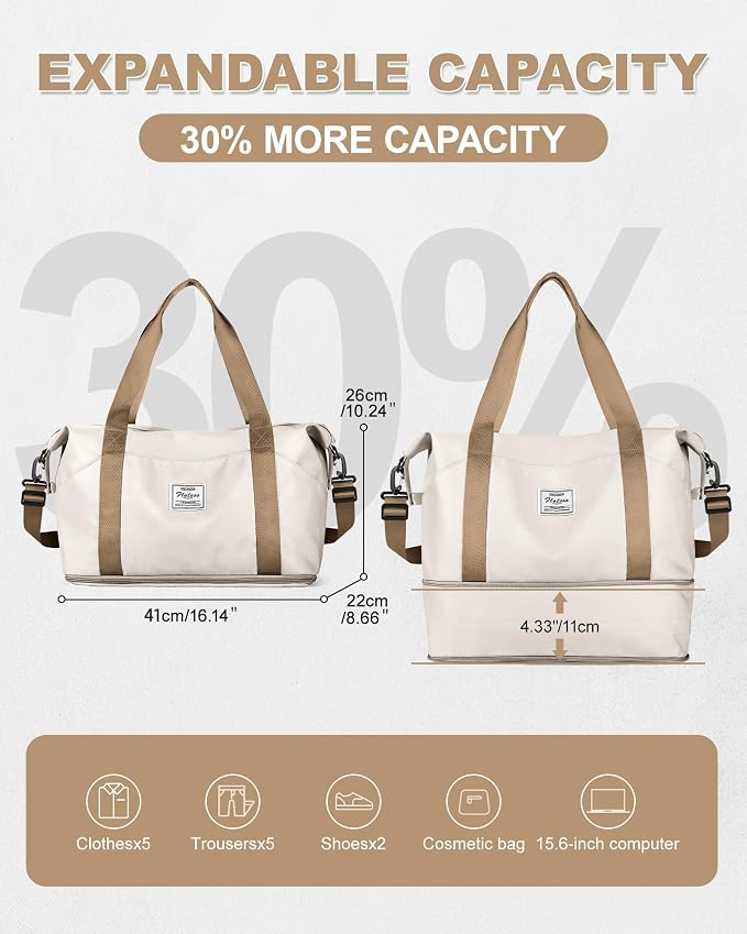 Travel Duffel Bag, Sports Tote Gym Bag, Shoulder Weekender Overnight Bag