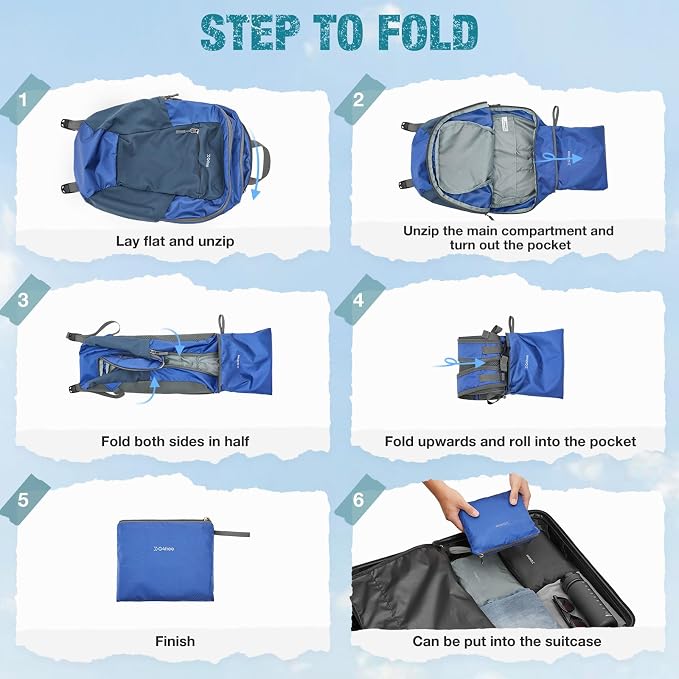 G4Free Packable Hiking Backpack 20L Lightweight Foldable Travel Daypack
