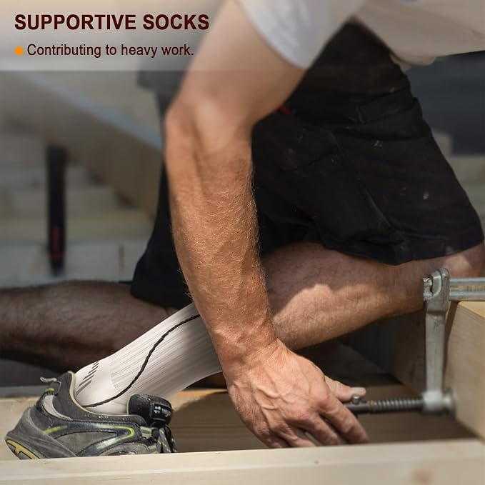 BULLIANT Compression Socks for Men 6Pairs, Athletic Crew Socks Cushioned For