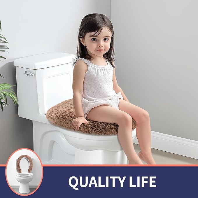 Microfiber Elongated Toilet Seat Cover 19.5"x 15" Machine Washable Solid Toilet