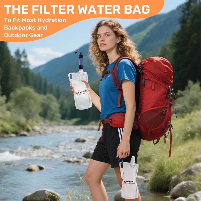 1L Hiking Collapsible Water Bottles, 33OZ BPA-Free Plastic Flasks, Reusable