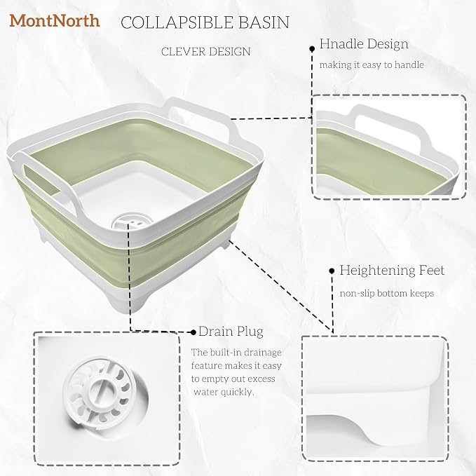 Collapsible Wash Basin 9L, Foldable Dish Tub