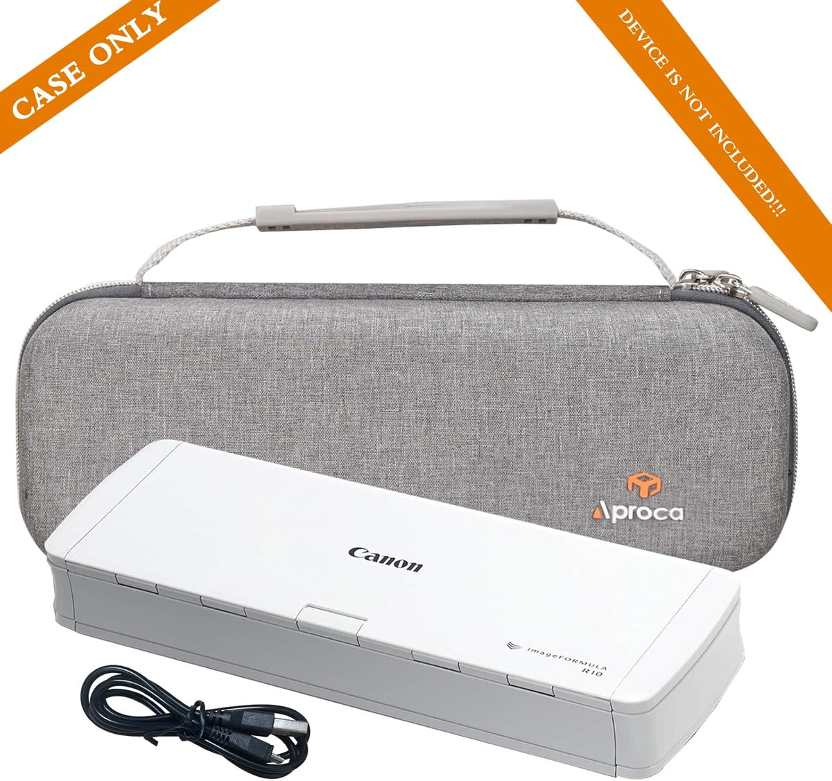 Aproca Grey Portable Hard Storage Case, for Canon ImageFORMULA R10 / ImageFORMULA P-215II Portable Document Scanner