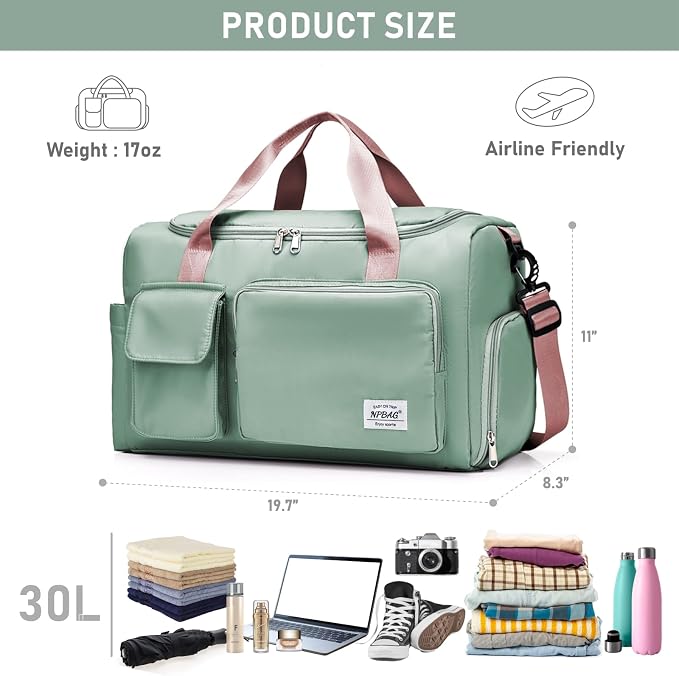 NPBAG Women Travel Duffel, Gym Workout Overnight Bag, Mommy Hospital Bag