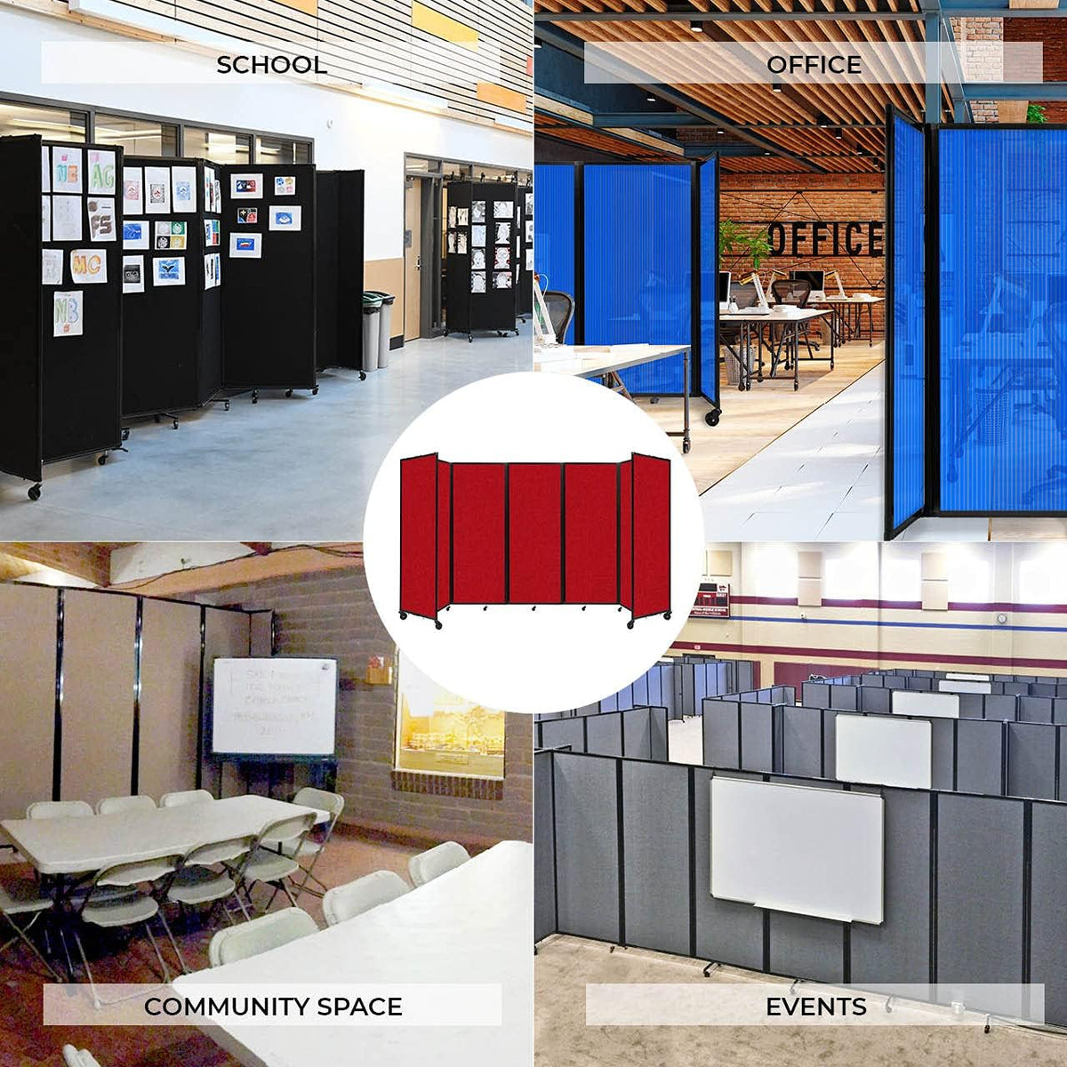 Versare Room Divider 360 Portable Wall Partition | Folding Panels | Large Freestanding Divider | Locking Wheels | Temporary Room Separator | 14' x 7'6'', Ocean