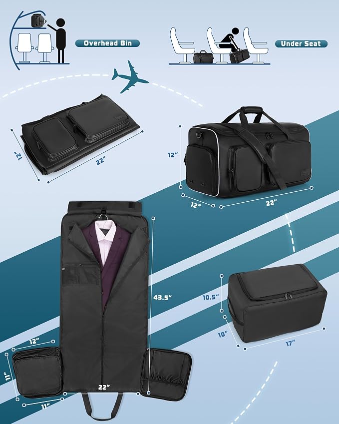 50L Convertible Garment Duffle Bag Backpack
