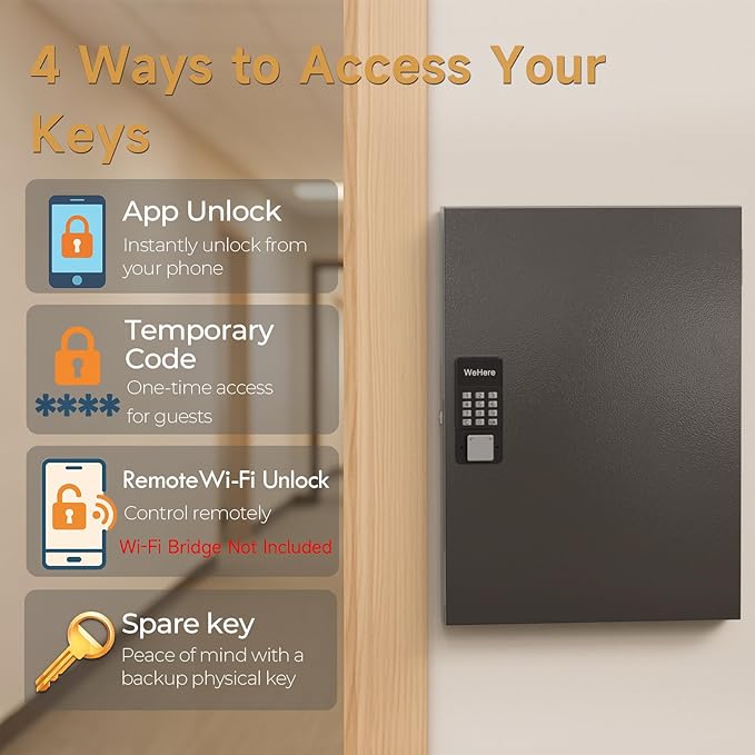 72 Key Lock Box, Key Cabinet Organizer Wall Mount use OTP Technology Unlock