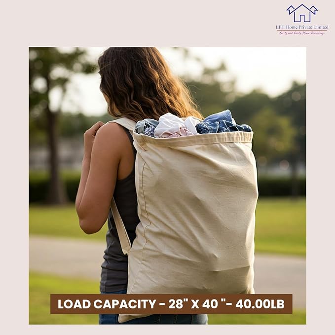 LFH Home Large Premium 100% Cotton Canvas Laundry Bag