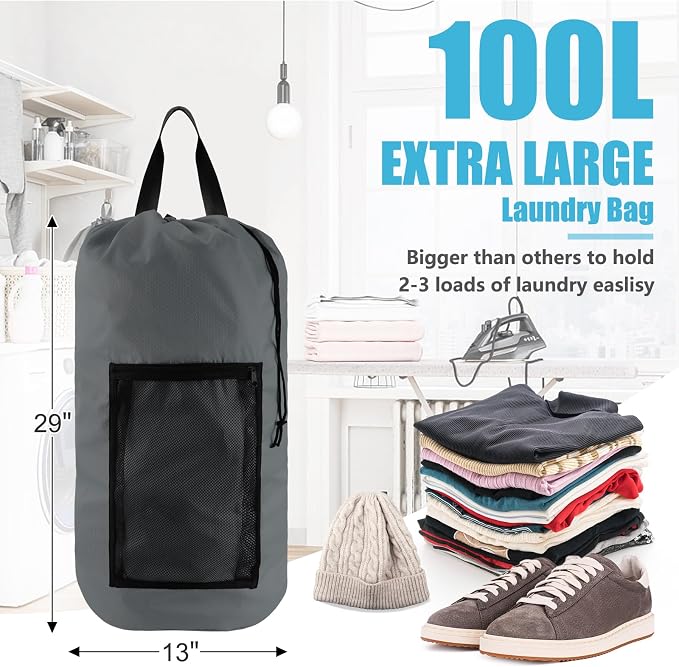Laundry Bag Backpack, Dirty Clothes Travel Bag