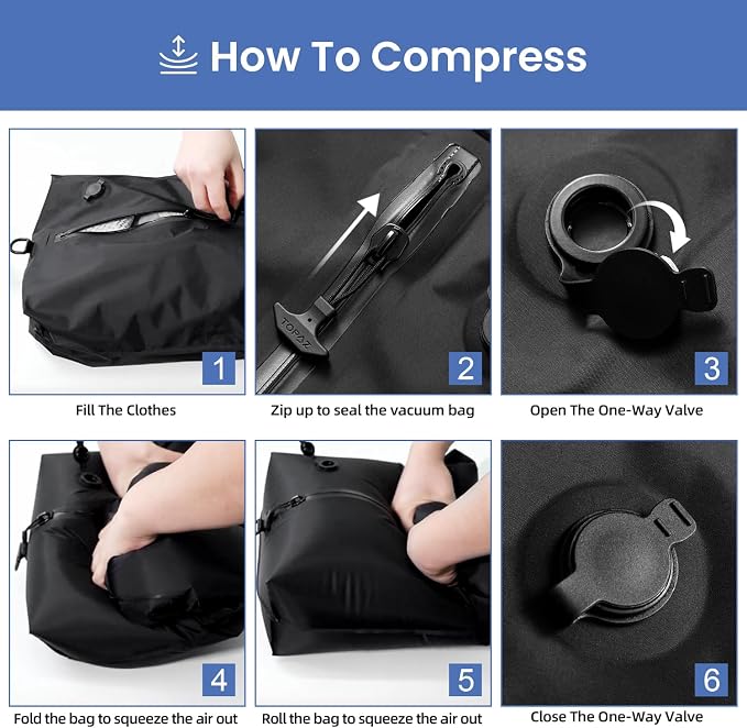 BAGAIL TPU Vacuum Bag for Travel, Reusable Compression Bag