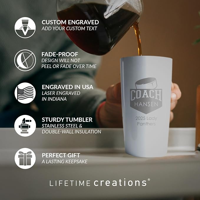 Lifetime Creations Personalized Hockey Coach Tumbler: Custom Hockey Coach Gift