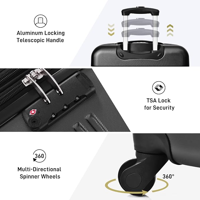Merax Luggage Sets of 3 Piece Carry on Suitcase Airline Approved, Hard Case