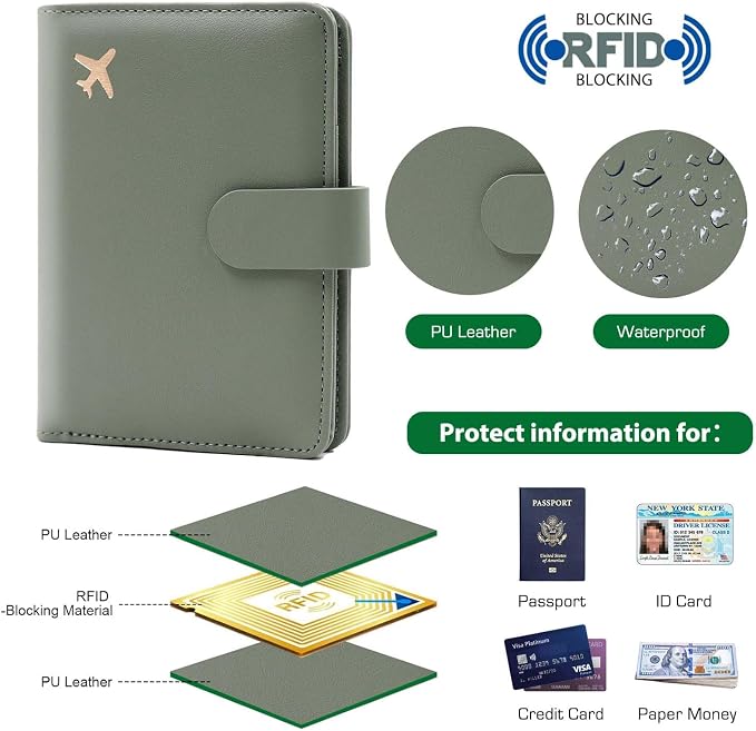 Melsbrinna Premium Leather Passport Holder Covers Case, Waterproof Rfid