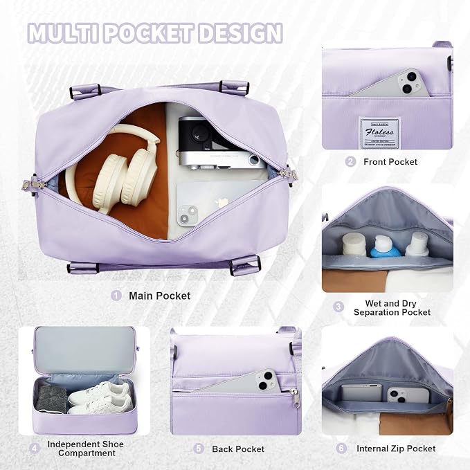 Travel Duffel Bag, Sports Tote Gym Bag, Shoulder Weekender Overnight Bag