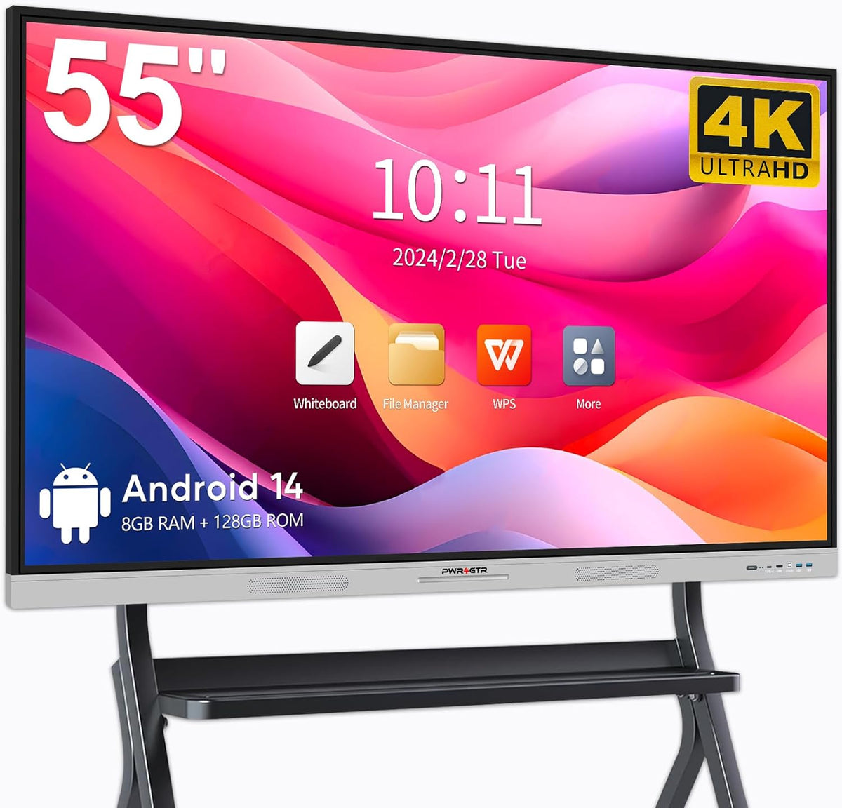 Smart Board | 55" Interactive Whiteboard | 4K UHD | Android 14 | 8+128GB | Digital Whiteboard, Electronic White Board for Classroom Home Office | Wall Mount Included