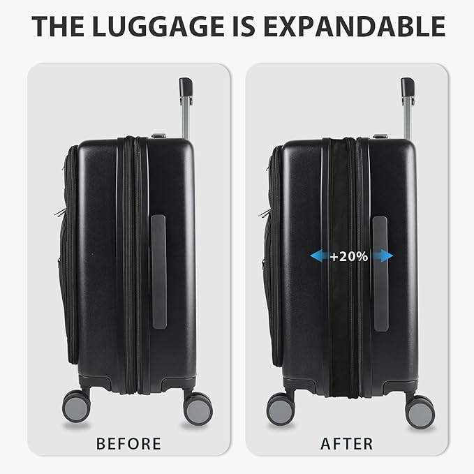 KROSER Hardside Expandable Carry On Luggage 22x14x9 Airline Approved