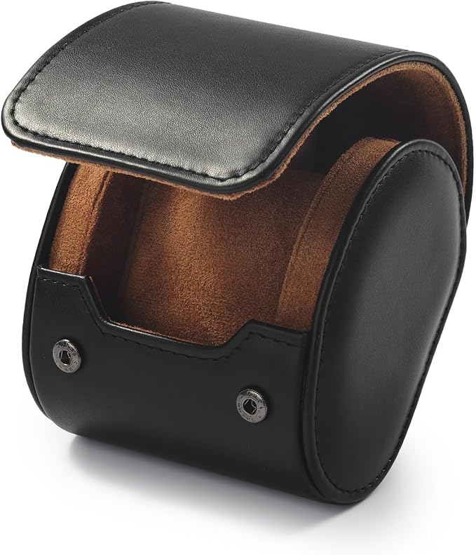 Oirlv Premium Leather Watch Roll Travel Case Single Watch Box
