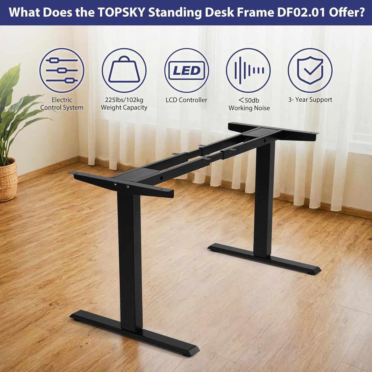 TOPSKY Dual Motor Electric Adjustable Standing for up to 70.8”x31.5” Table Tops, 225 lbs Weight Capacity, Computer Desk for Home and Office (White Frame only)