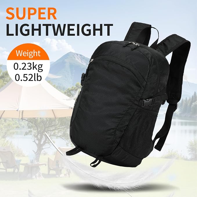 Small Hiking Daypack, 15L Water-Resistant Hiking Backpack Packable Lightweight
