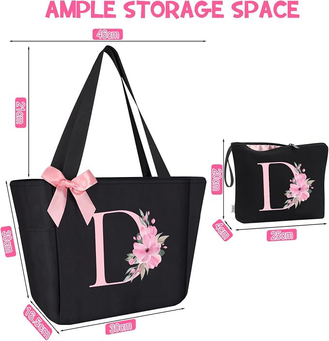 Vavabox Tote Bag, A-Z Initial Monogrammed Waterproof Tote Bag, Bridesmaid Gifts