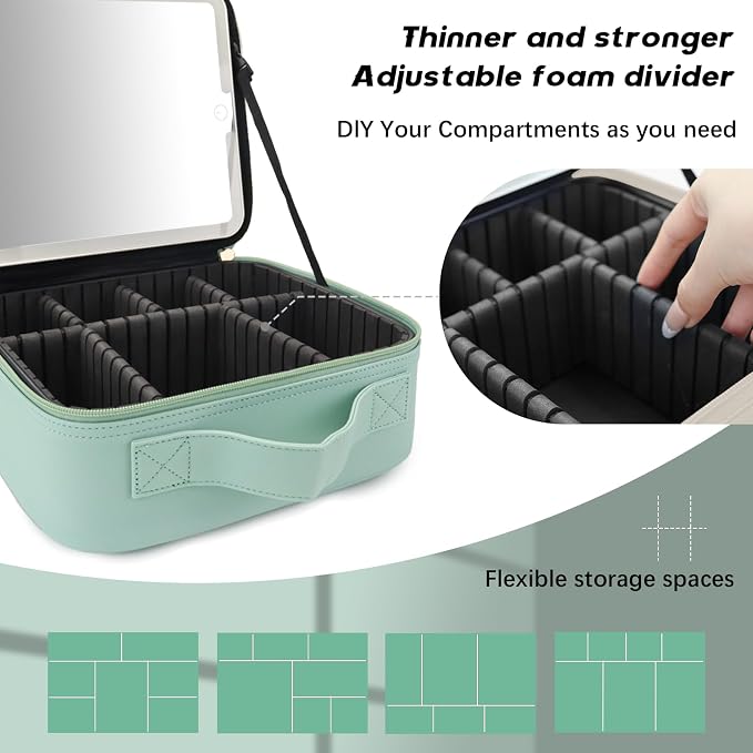Makeup Bag with Led Mirror, Travel Makeup Organizer with 3 Color Setting