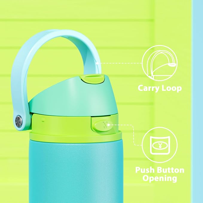 24 oz Insulated Water Bottle for Men: Meoky Stainless Steel Water Bottle with 2-in-1 Straw and Spout Lid - Leak Proof, Cold for 24 Hours, Fits in Car Cup Holder, BPA-Free for Sports Travel, Teal