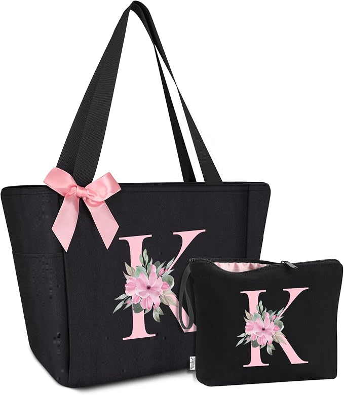 Vavabox Tote Bag, A-Z Initial Monogrammed Waterproof Tote Bag, Bridesmaid Gifts