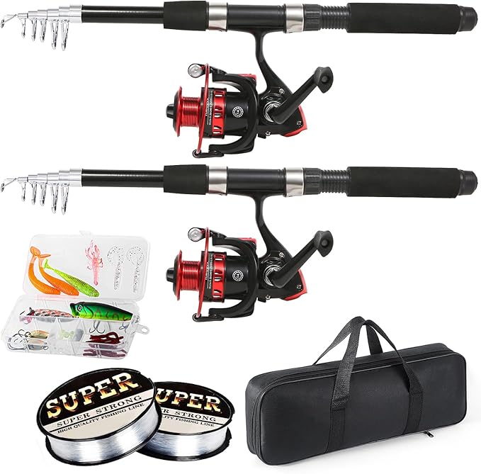 Fishing Rod, 6.9ft 2Pcs Telescopic Fishing Rods Set, Carbon Fiber Fishing Pole