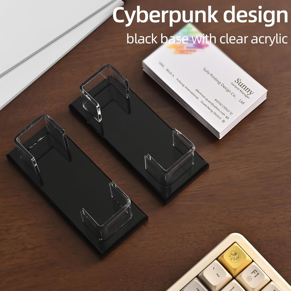 PecMuikee Business Card Holder for Desk，Acrylic Business Card Display Stand,Multiple Business Card Holders for Office, Exhibition, Home, Restaurant (ZFZ-MPH-1C)