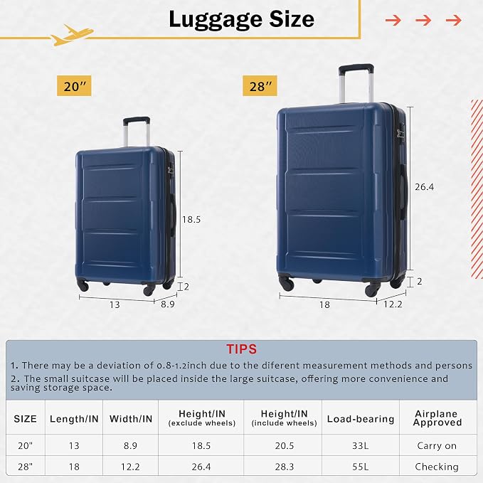 Merax Luggage Set 2 Piece Suitcase Sets
