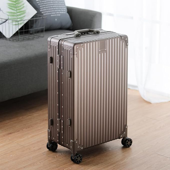 Metal All Aluminum Carry-on Luggage TSA Customs Lock Zipperless Silent Rotary