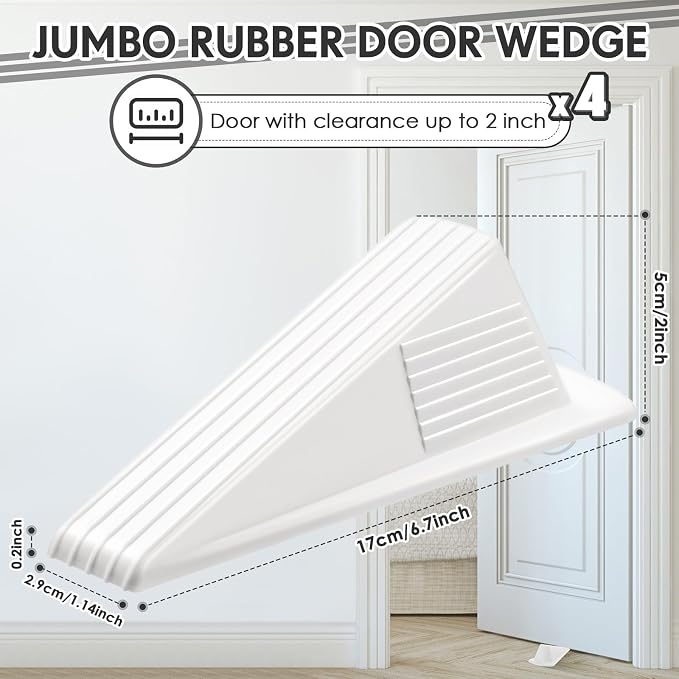 Frienda 4 Pcs Jumbo Door Stoppers Heavy Duty Door Stopper Tall up to 2inch Tall
