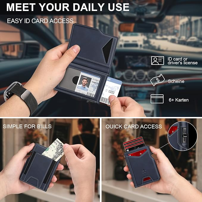 Wallet for Men Wallet with Slim Pop Up Card Holder 9-13 Cards, Bifold