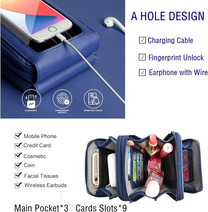 Crossbody Cellphone Purse Women Touch Screen Bag RFID Blocking Wallet Handbag