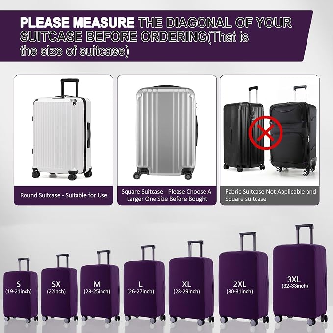 Travel Luggage Cover Suitcase Protector Scratch-Resistant Fit 19-31 Inch