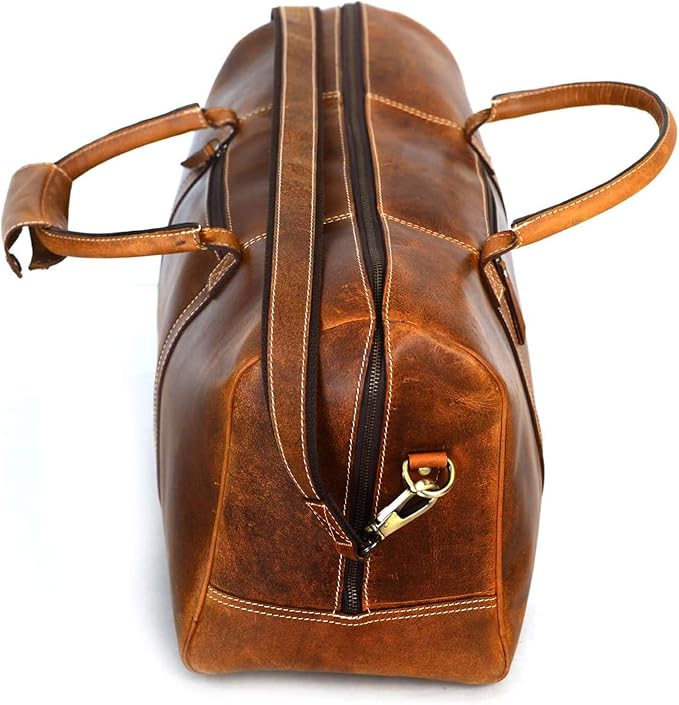 KomalC Leather Duffel Bags for Men and Women Full Grain Leather Travel
