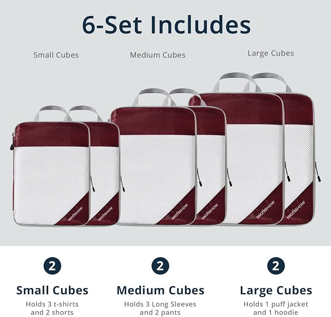 6 Set Compression Packing Cubes