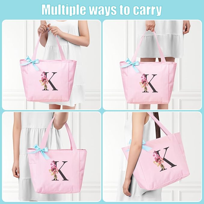 Vavabox Tote Bag, A-Z Initial Monogrammed Waterproof Tote Bag, Bridesmaid Gifts